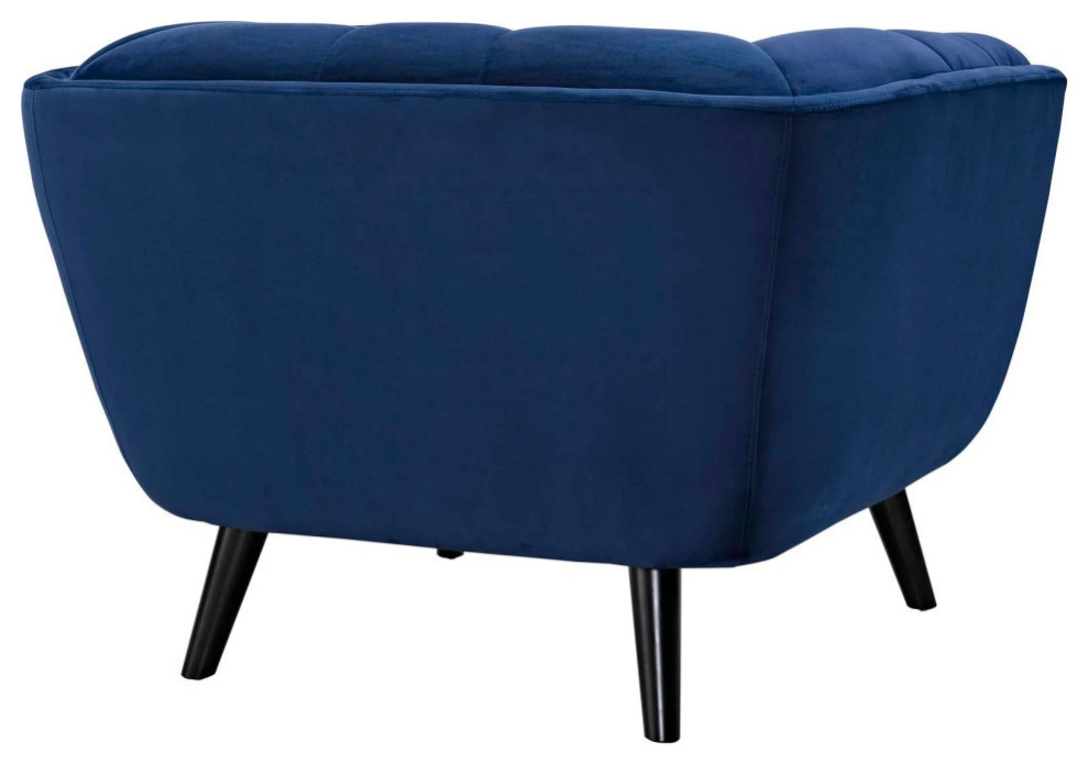 Alex Navy Performance Velvet Armchair   Midcentury   Armchairs And Accent Chairs   by Virgil Stanis Design  Houzz