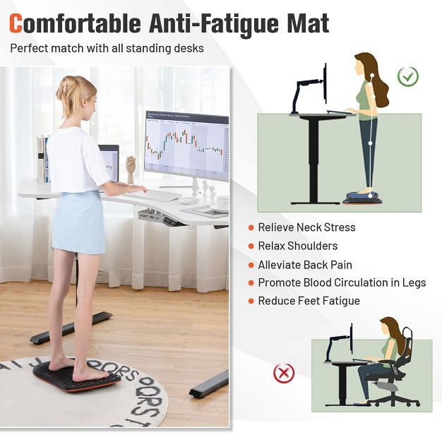 Costway Anti Fatigue Wobble Balance Board Mat W Massage Points For Standing Desk Workout