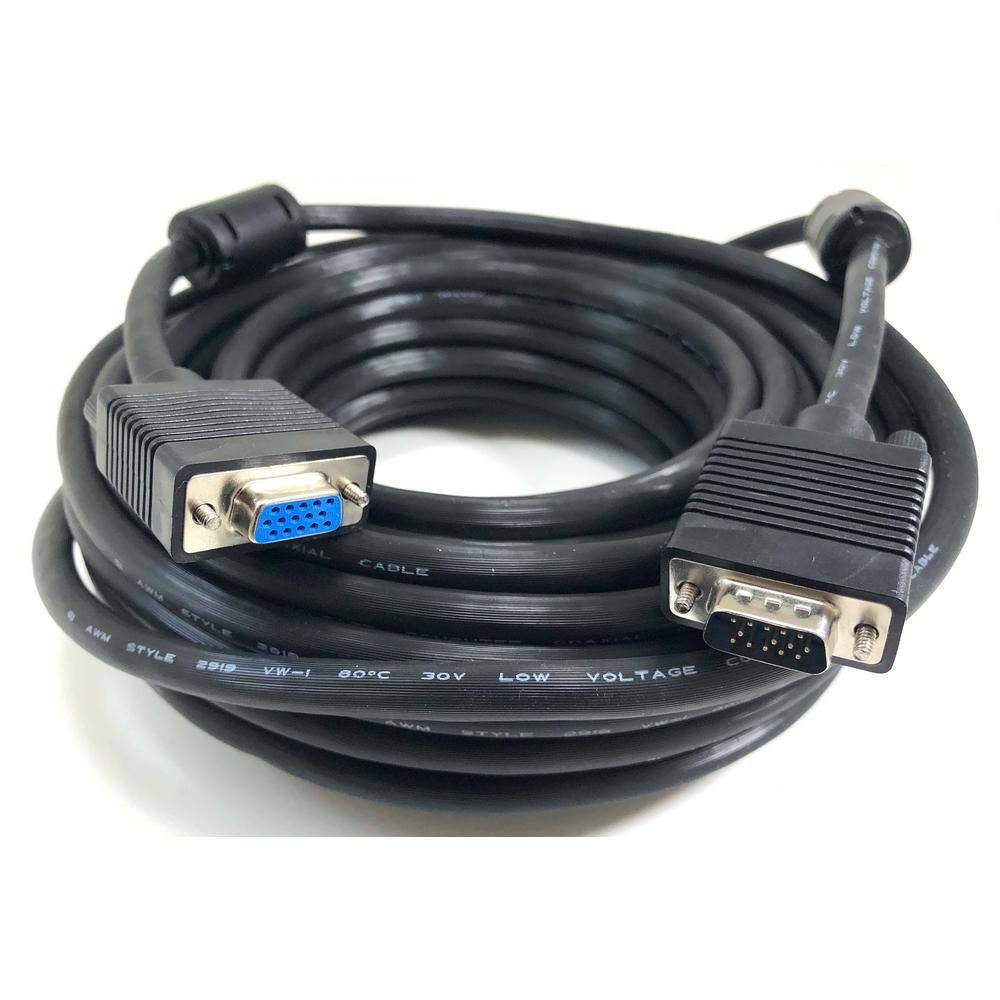 Micro Connectors Inc 50 ft. XSVGA Coaxial HD15 Male to Female Extension Cable Double Shield with Ferrites M05-110KDS