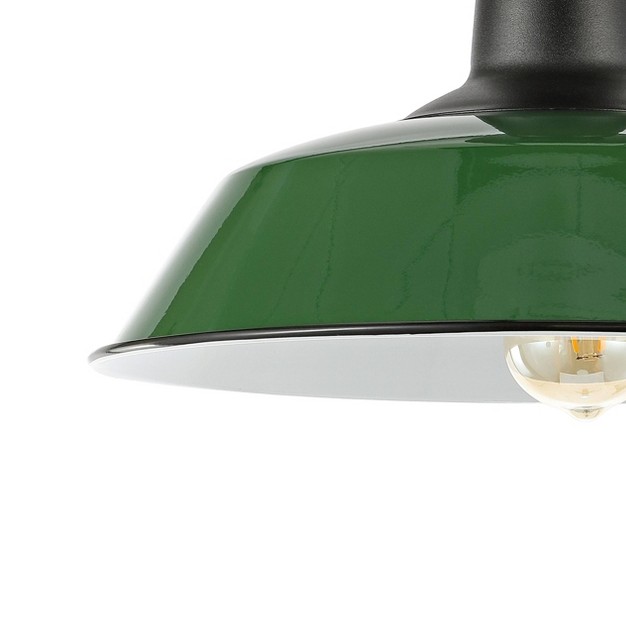 1 light Camila Classic Industrial Indoor outdoor Iron Led Semi Flush Mount Green white Jonathan Y