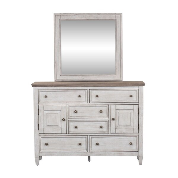 Heartland Antique White Tobacco Dresser and Mirror - - 28063920