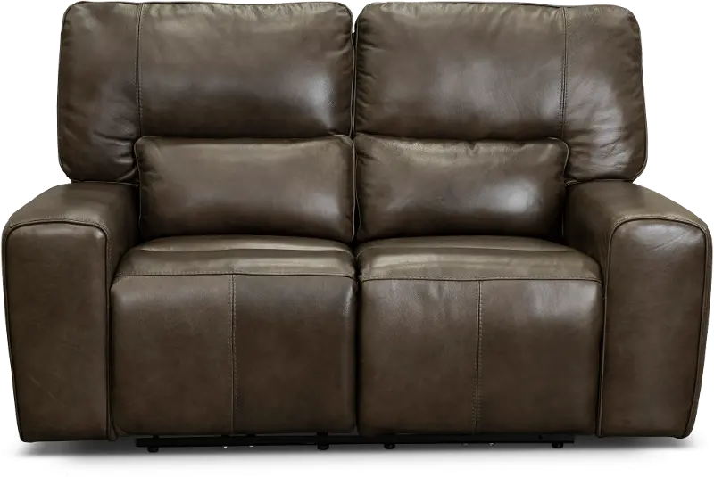 Zero Gravity Concrete Brown Leather Power Reclining Loveseat