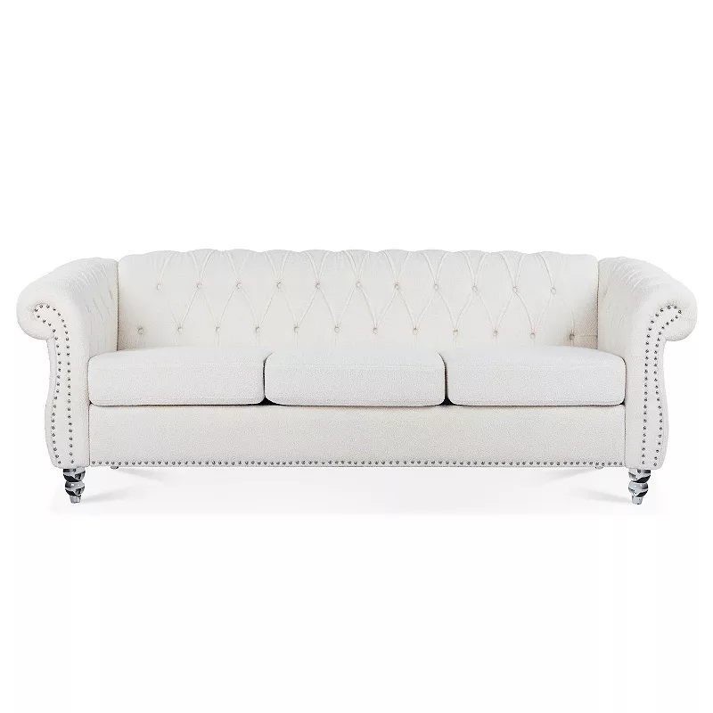 F.c Design Rolled Arm Chesterfield 3 Seater Sofa With Classic Design