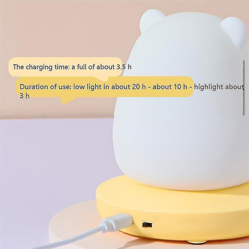 Bedroom Night Light For Children Cute Animal Pig Rabbit Led Silicone Lamp Touch Sensor Dimmable Rec