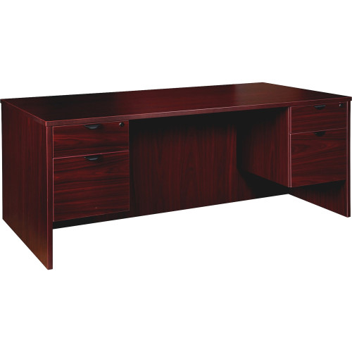 Lorell Prominence 2.0 Mahogany Laminate Double-Pedestal Desk - 2-Drawer (PD3672QDPMY)