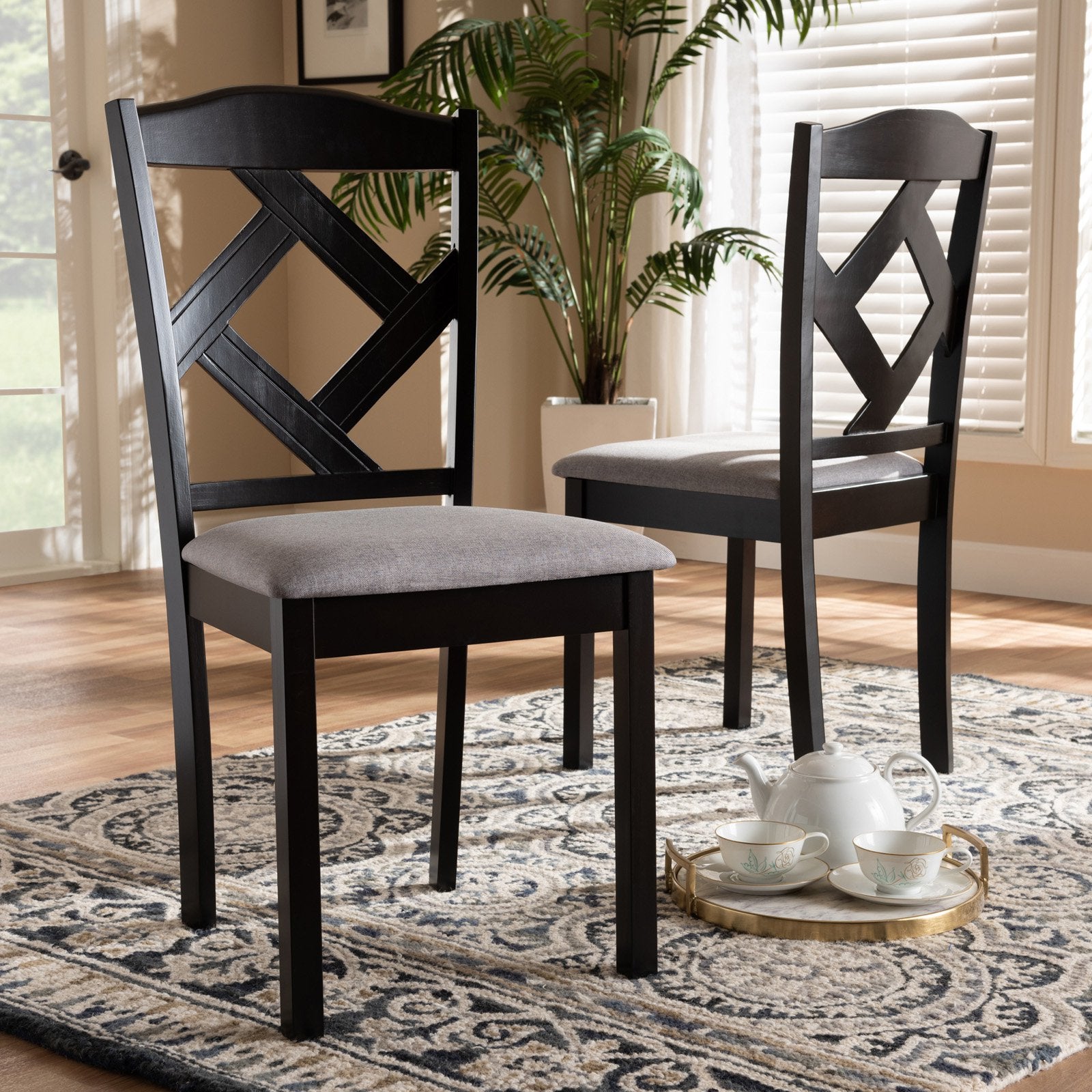 Baxton Studio Ruth Key Hole Back Dining Chair - Set of 2