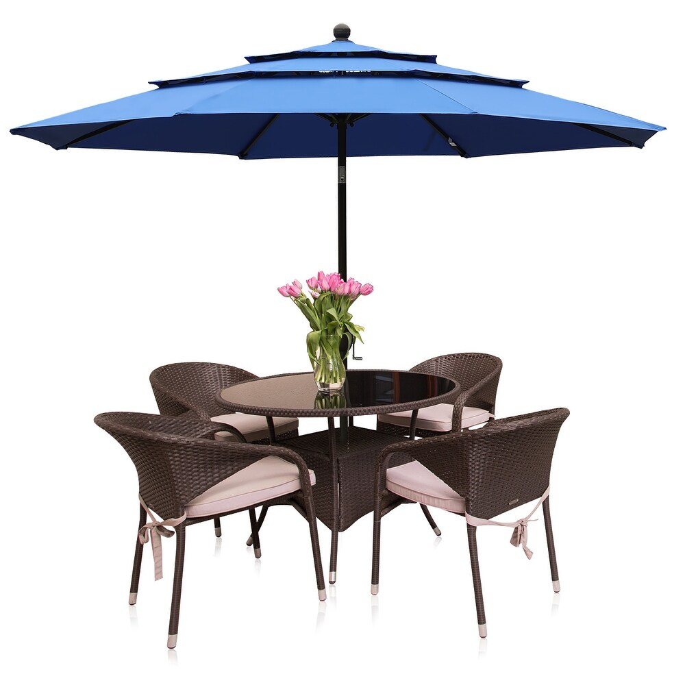 Aoodor Patio Umbrella 10 ft. for Dining Table Outdoor Market Yard Use 3 Tier Ventilation (Umbrella only)