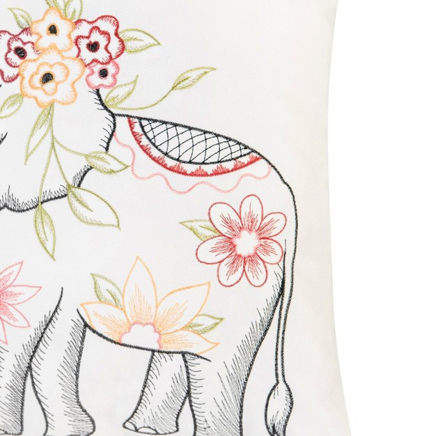 X 18 quot Tropical Elephant Indoor Outdoor Embroidered Throw Pillow