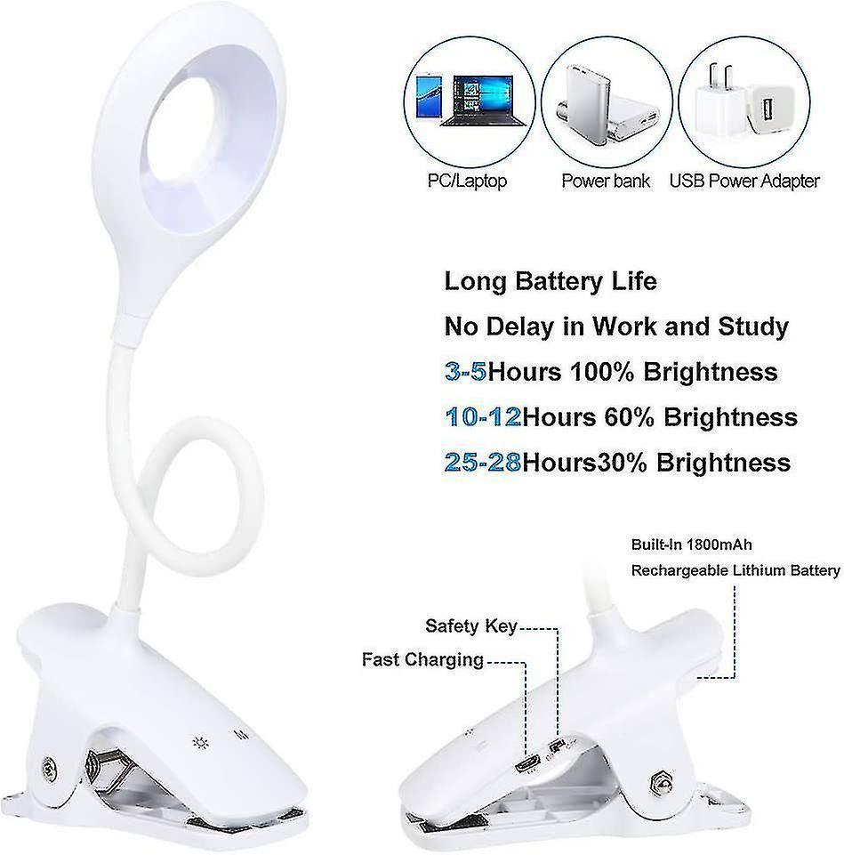 24 Led Reading Light， 9 Different Settings Eye Protect Book Clip Light， Usb Rechargeable Reading Lig