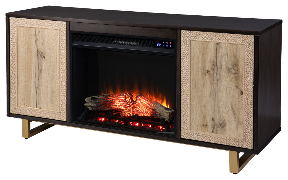 Bebington Touch Screen Electric Media Fireplace With Carved Details   Contemporary   Entertainment Centers And Tv Stands   by SEI  Houzz