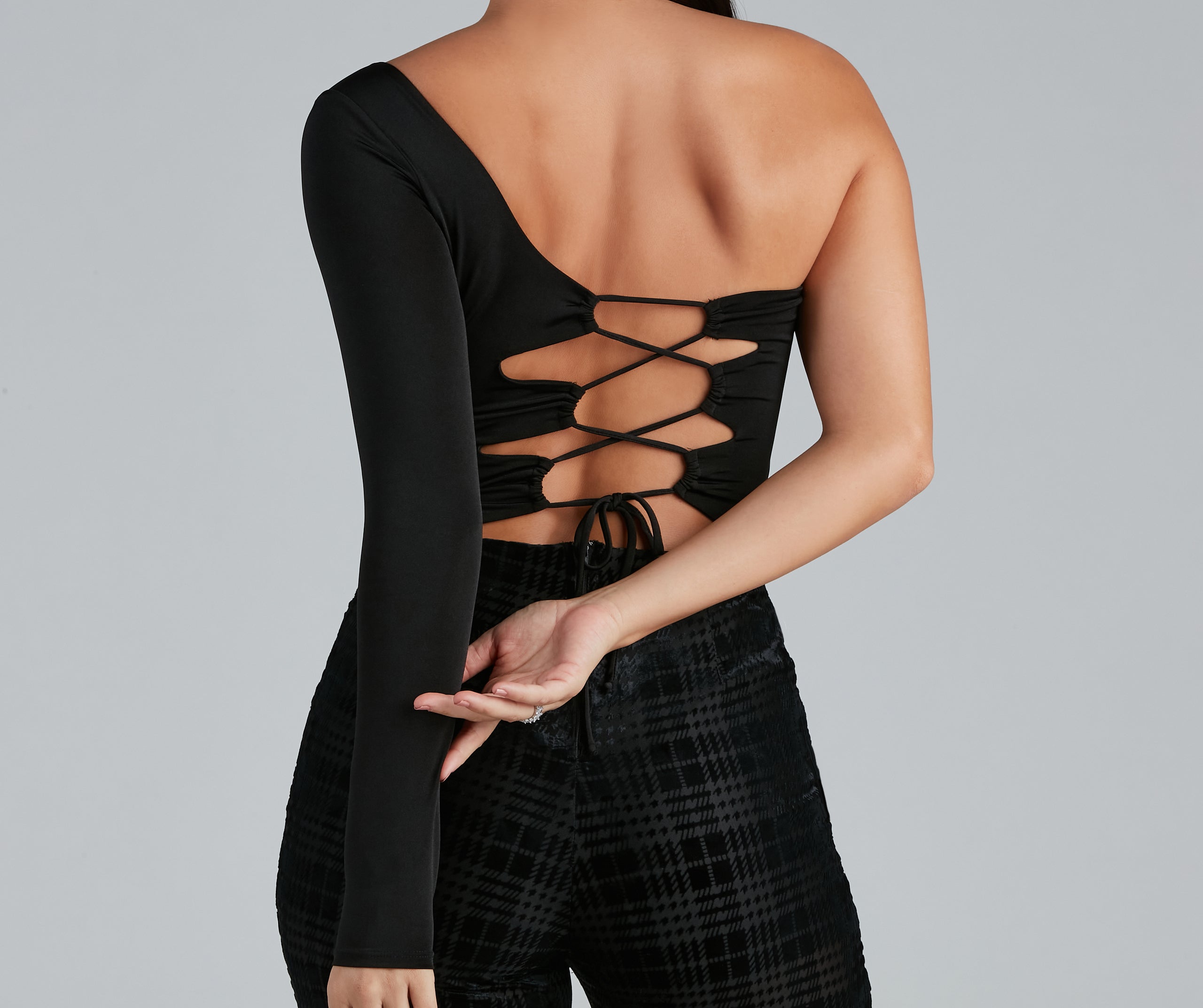 Strappy Stunner One-Shoulder Bodysuit