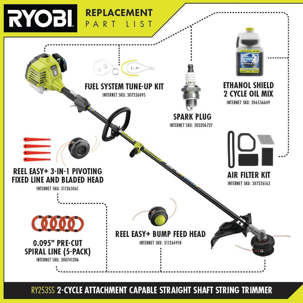 RYOBI 25 cc 2-Stroke Attachment Capable Full Crank Straight Gas Shaft String Trimmer RY253SS