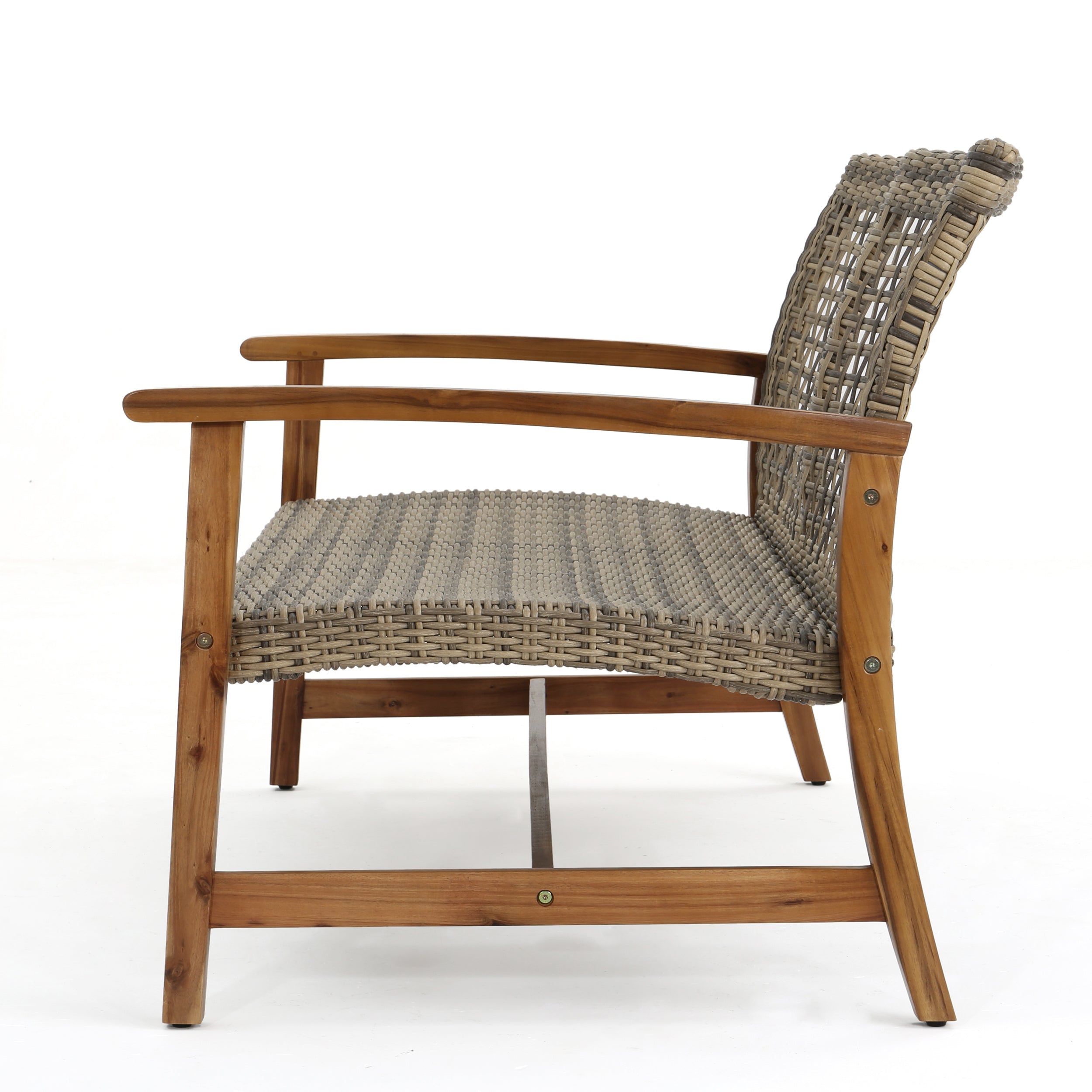 Levant Outdoor Wood and Wicker Loveseat