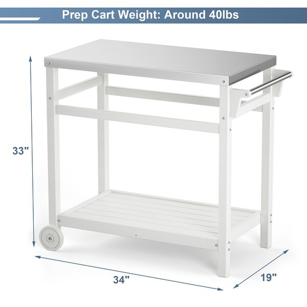 Outdoor Prep Cart Dining Table for Pizza Oven，Patio Grilling Backyard BBQ Grill