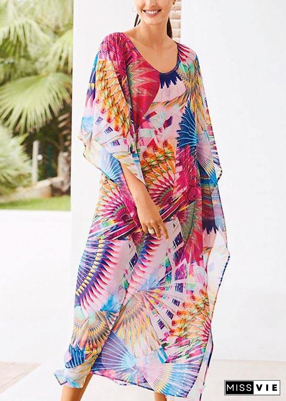 Women Print vogue kimono robe Bohemian Chiffon Dress