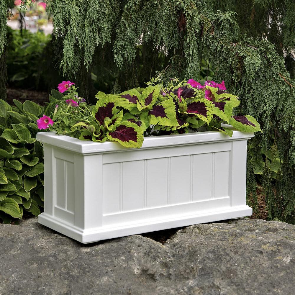 Mayne Cape Cod 24 in. x 11 in. Self-Watering White Polyethylene Planter 4839-W