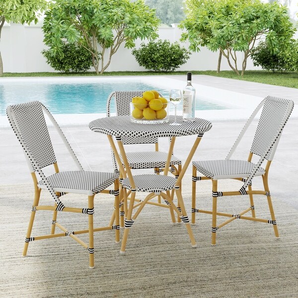 Tobias Outdoor Rattan and Metal Round Bistro Table