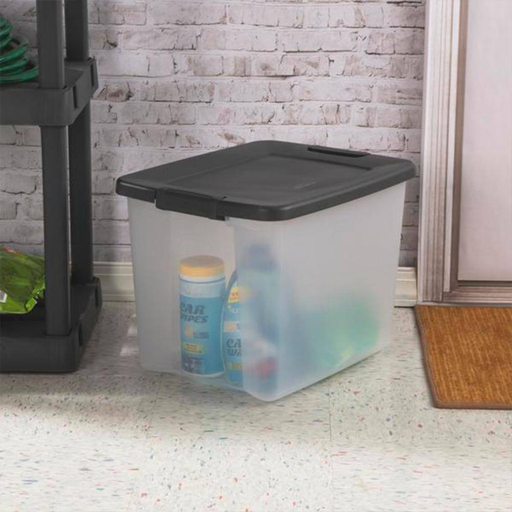 Sterilite 50 Qt. Stackable Latching Shelf tote Storage in Clear (12-Pack) 12 x 19373V06