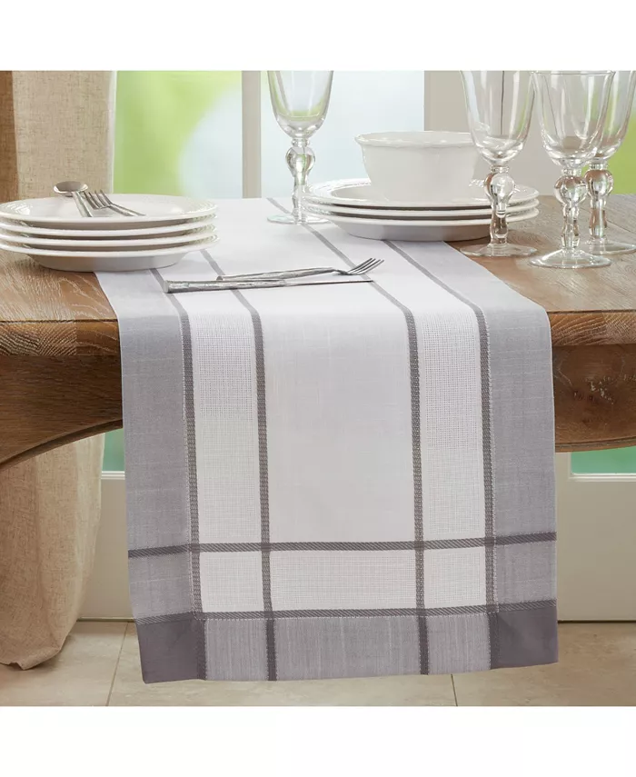 Saro Lifestyle Long Table Runner with Banded Border Design 108 x 16