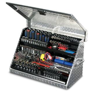 Montezuma 31 in. W x 16 in. D Portable Triangle Top Tool Chest for Sockets Wrenches and Screwdrivers in Aluminum ME300AL