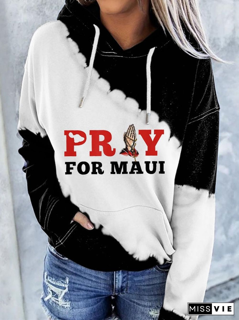 Women's Pray For Maui Print Hoodie