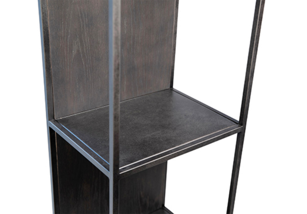 Narrow Modern Ebony  ampIron Bookcase   Industrial   Bookcases   by Design Mix Furniture  Houzz