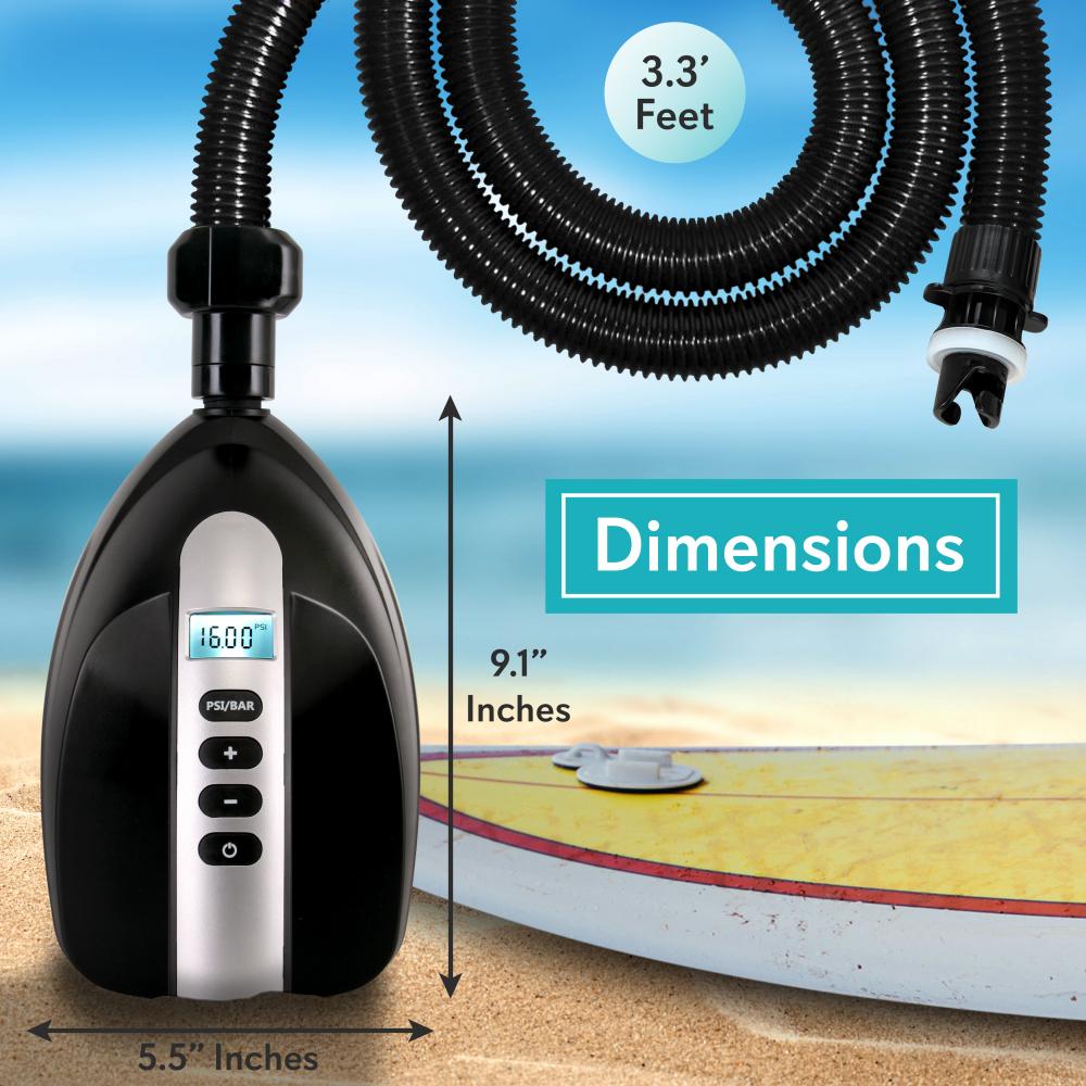 SereneLife SLPUMP20  Electric Air Pump Compressor / Air Inflator (for SUP Stand-Up Paddle-Boards and Water Sport Pool Inflatables)