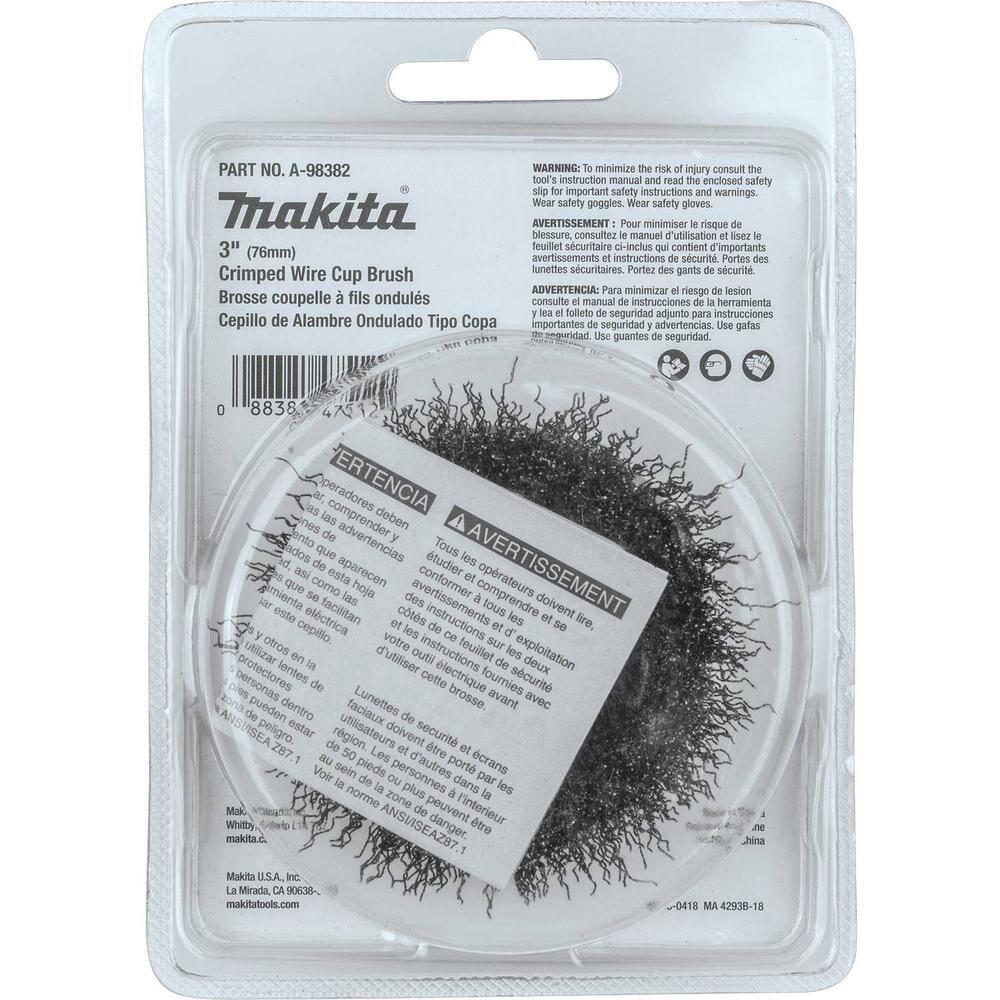 Makita M10 x 1.25 in. x 3 in. Crimped Wire Cup Brush A-98382