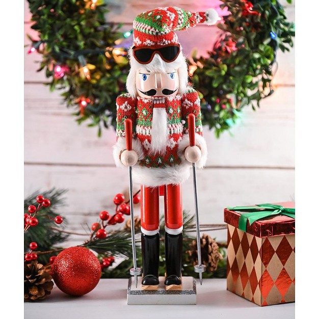 Ornativity Christmas Wooden Skier Man Nutcracker 15 In