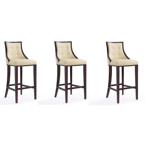 Fifth Avenue Bar Stool in Cream and Walnut (Set of 3)