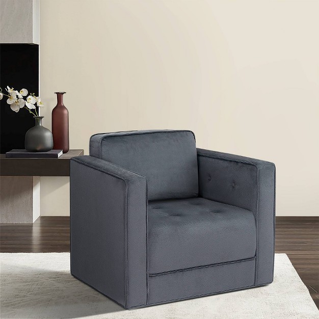 Madrid Upholstered 360 Degree Swivel Chair Gray Martha Stewart