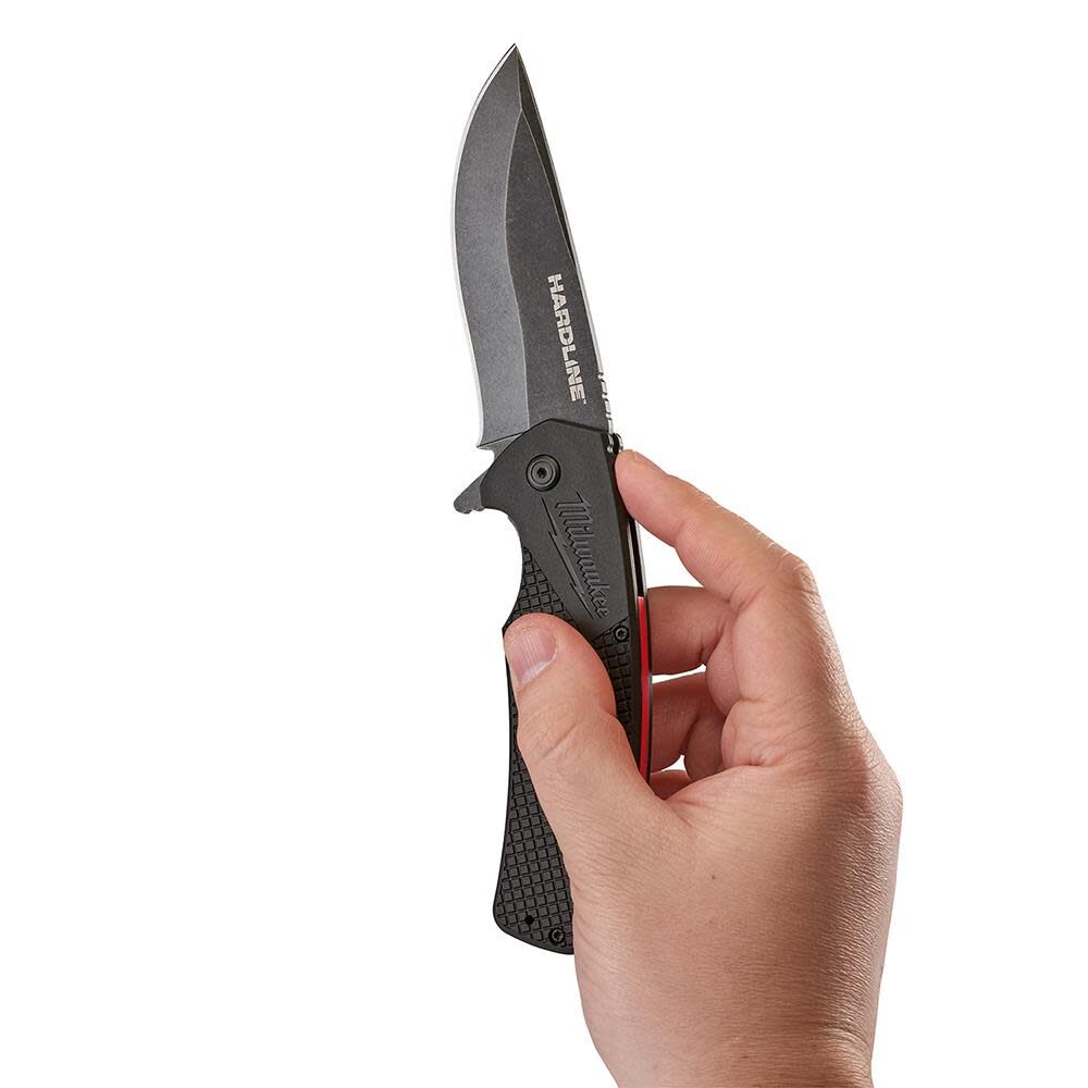 Milwaukee 3.5 in. HARDLINE Smooth Recurve Drop Point Blade Pocket Knife 48-22-1999 from Milwaukee