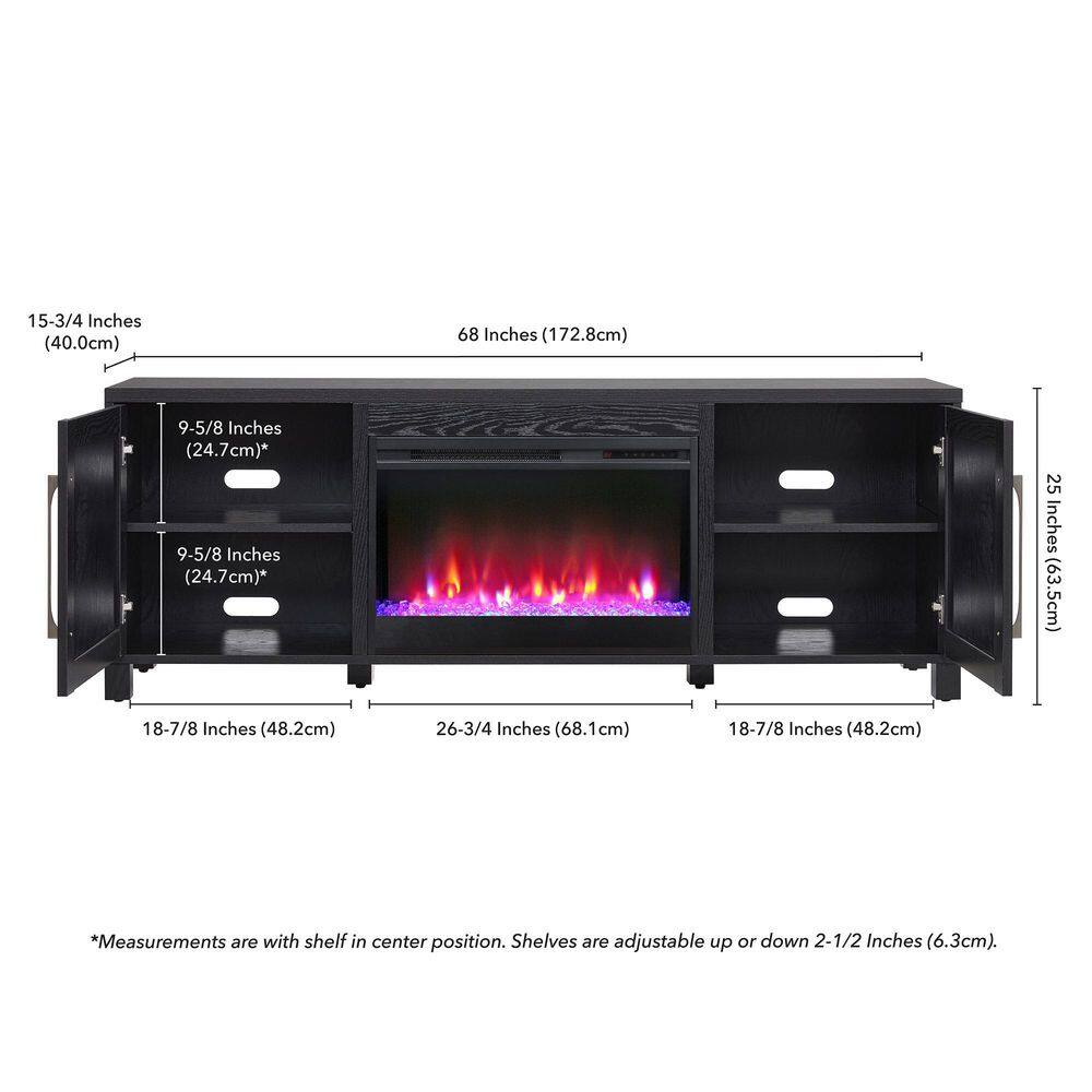 MeyerCross Chabot 68 in. Black Grain TV Stand with 26 in. Crystal Fireplace Fits TV's up to 75 in. TV1806