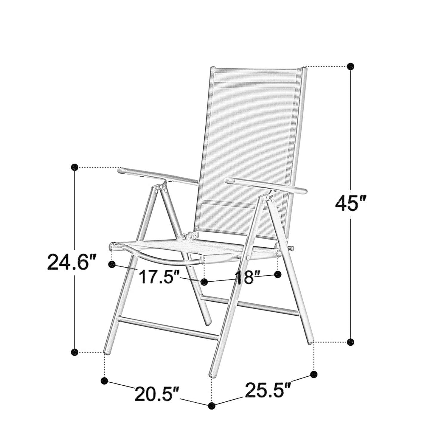 MF Studio 6-Piece Aluminum Outdoor Patio Dining Set with 10 FT 3-Tier Umbrella, 4 PCS 7-Level Adjustable Folding Sling Chairs& Square Dining Table, Black& Beige