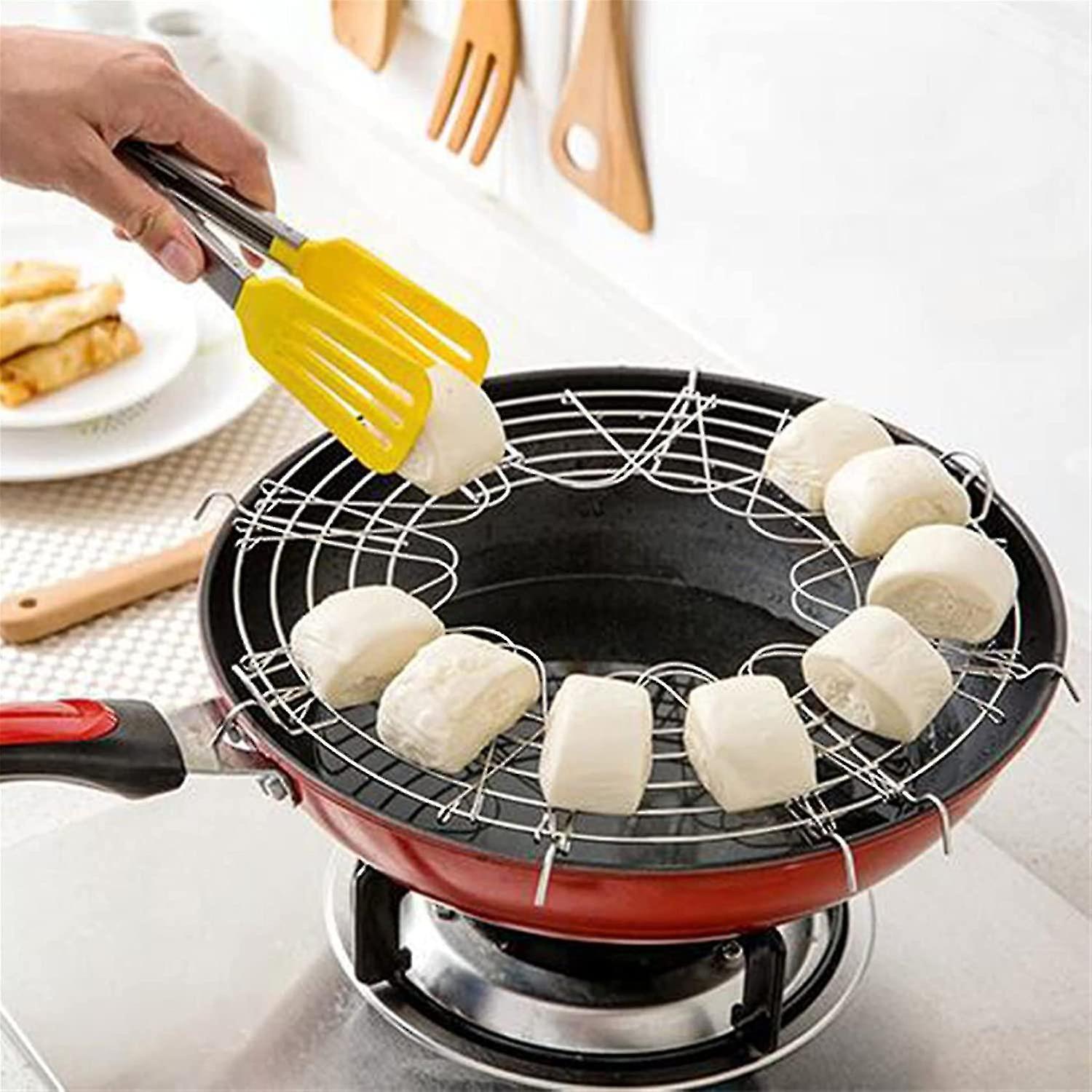 Stainless Steel Drain Rack Semi-circular Frying Pan Oil Drain Rack Kitchen Food Strainers (b-2-c)