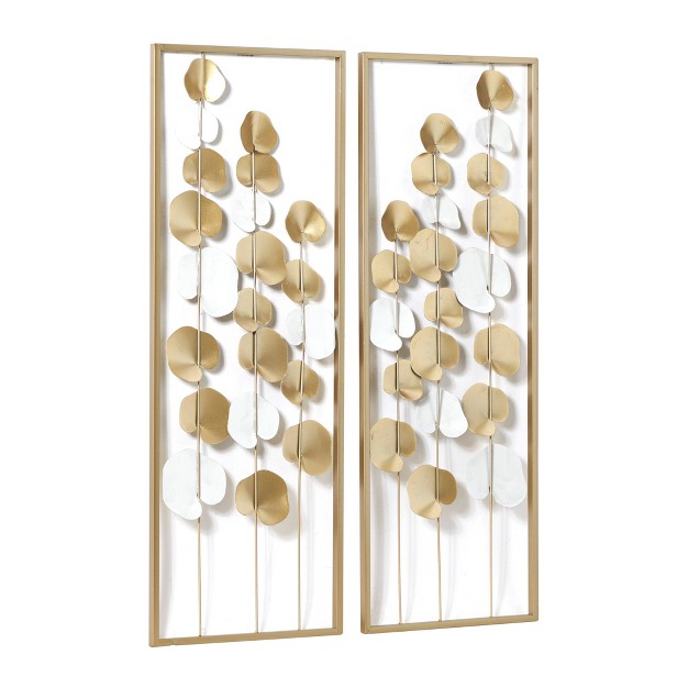 2pc Modern Leaf Ornamental Wall Decor Gold Olivia amp May