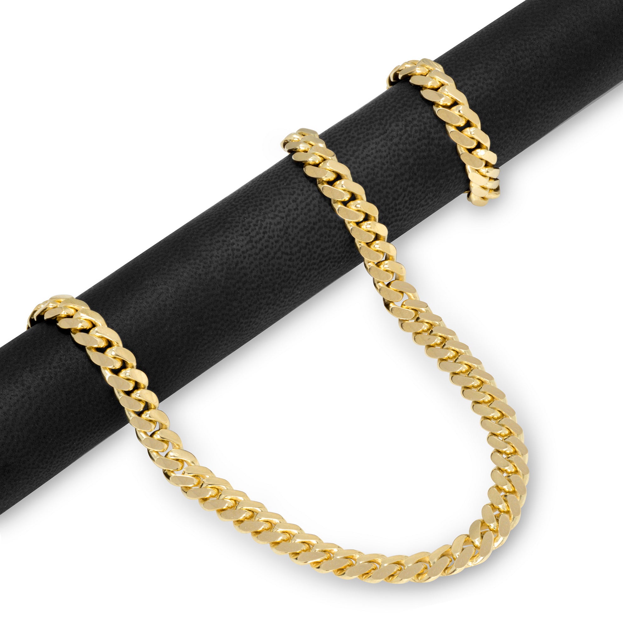 Nuragold 14k Yellow Gold 7mm Solid Miami Cuban Link Chain Necklace， Mens Jewelry with Box Clasp 20