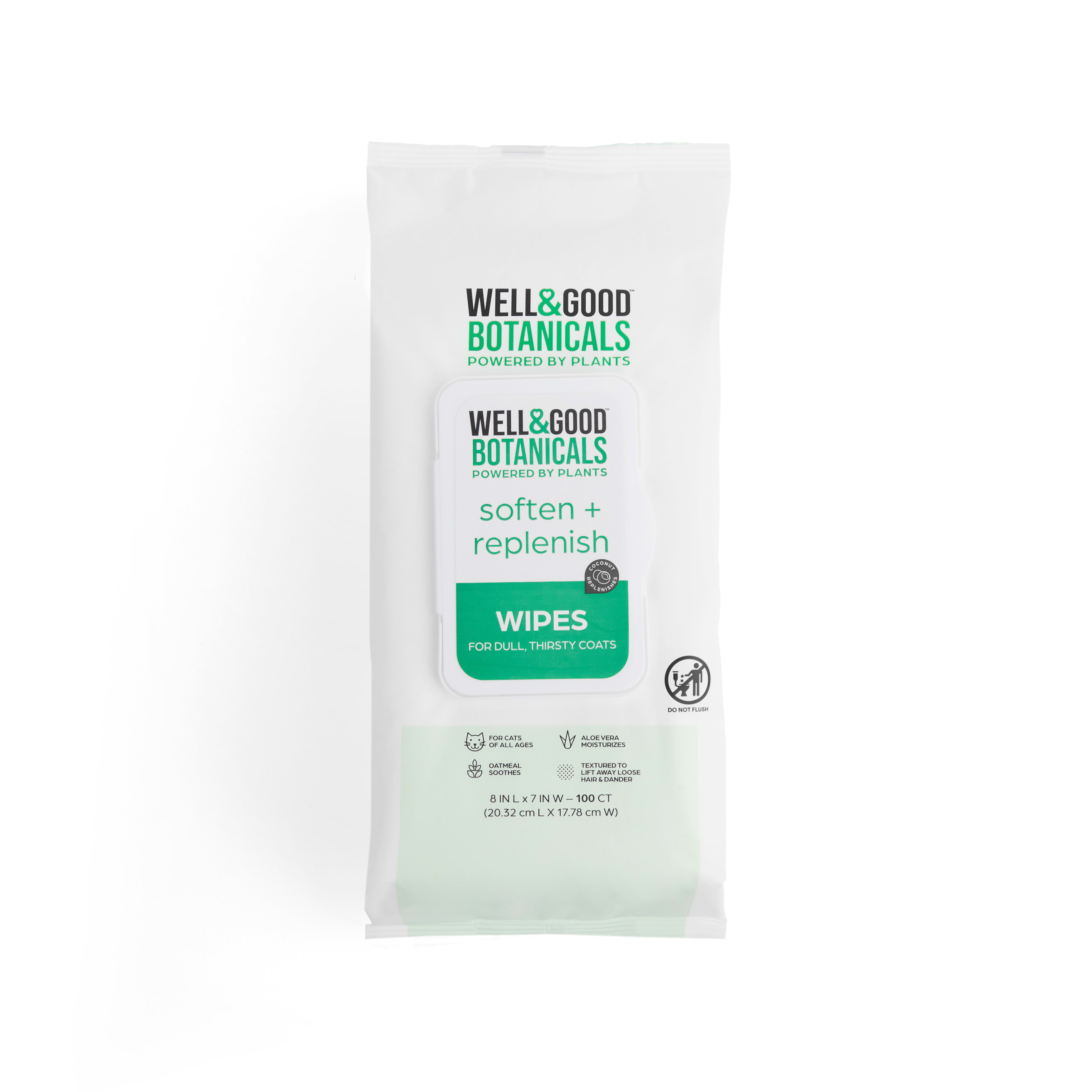 WELL  GOOD Botanicals Soften amp; Replenish Coconut Cat Wipes， Count of 100