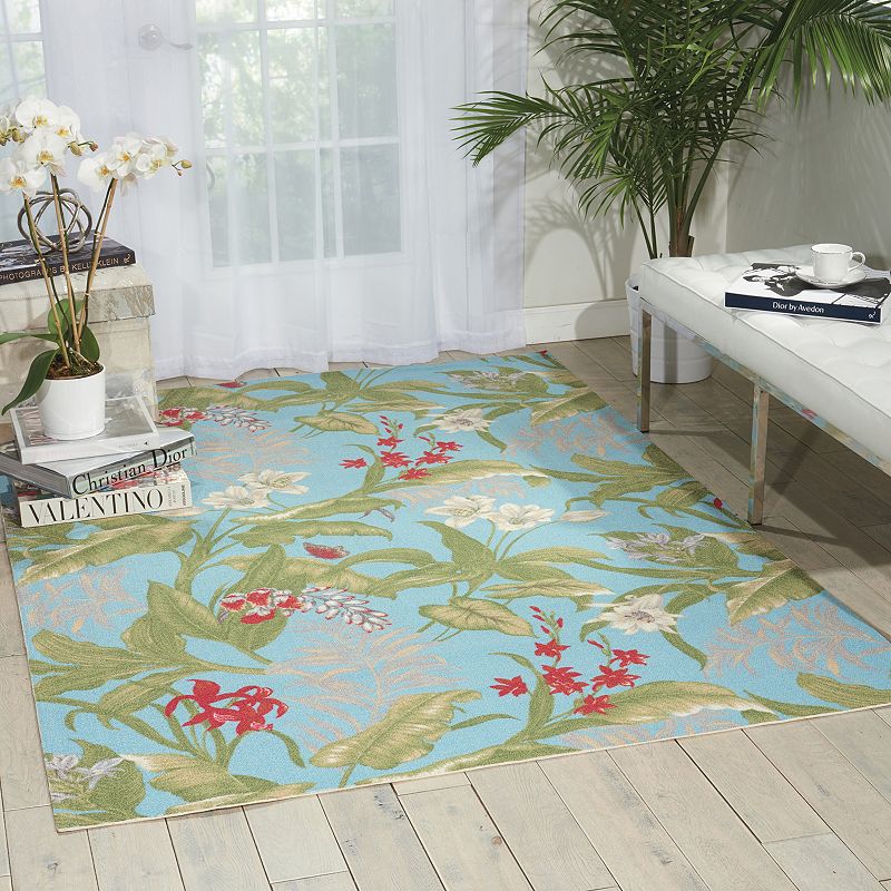 Waverly Sun N' Shade Wailea Coast Floral Indoor Outdoor Rug