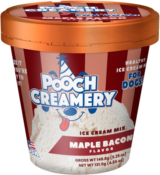 Pooch Creamery Maple Bacon Flavor Ice Cream Mix Dog Treat， 5.25-oz carton