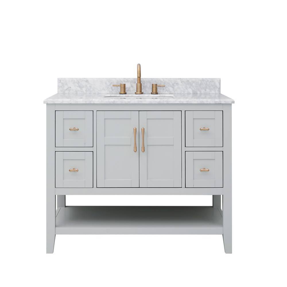 Home Decorators Collection Sturgess Open Shelf 43 in. W x 22. D x 35. H Vanity in Dove Grey with White Marble Vanity Top 19111S-VS43C-DG