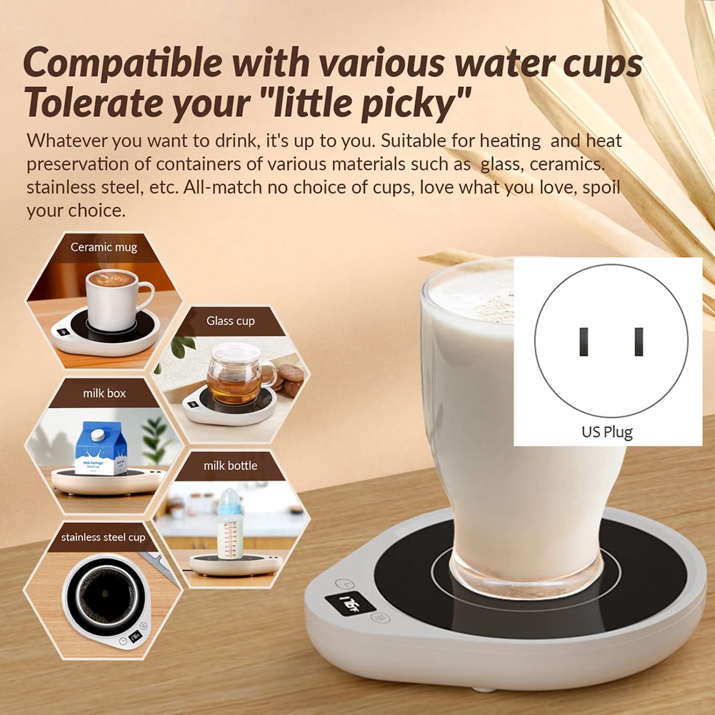 Mug Warmer， Upgrade Coffee Warmer and Cup Warmer for Desk with 3 Temperature Settings， More Hot Coffee Mug Warmer US Plug