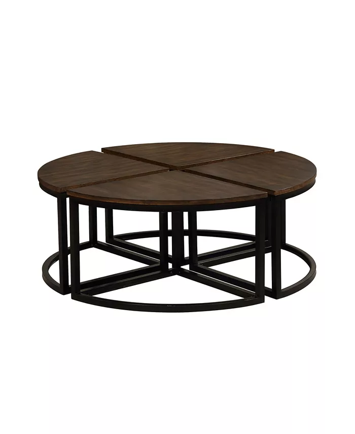 Alaterre Furniture Arcadia Acacia Wood Set Of 4 Round Wedge Tables