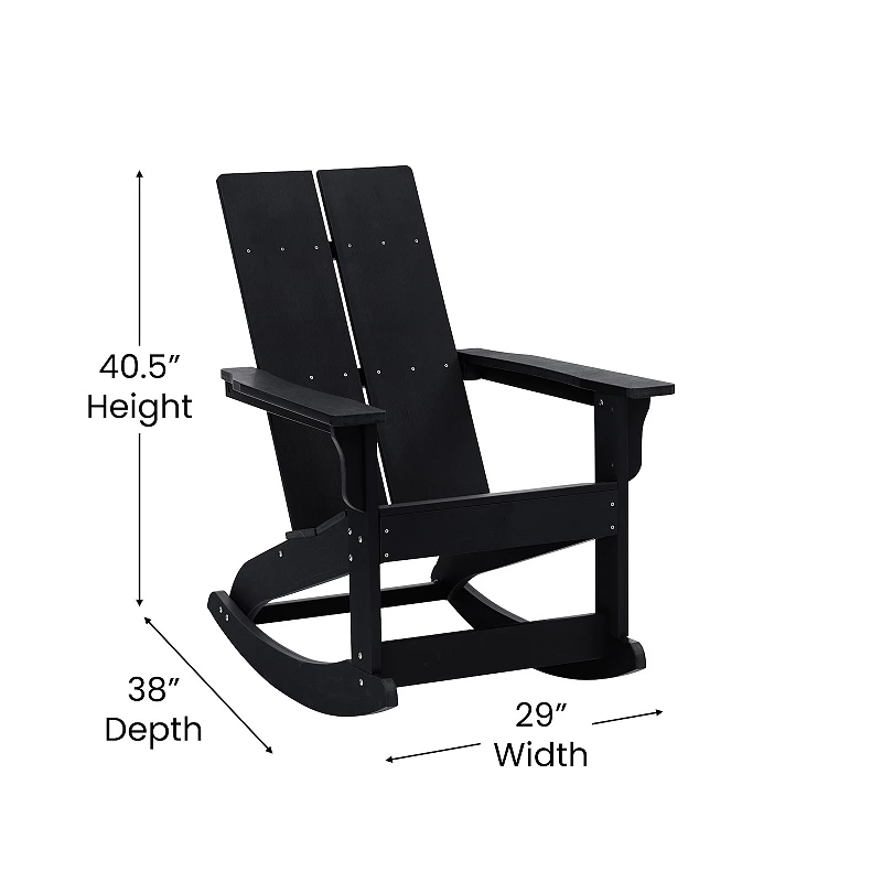 Flash Furniture Finn Modern All-Weather 2-Slat Adirondack Rocking Chair