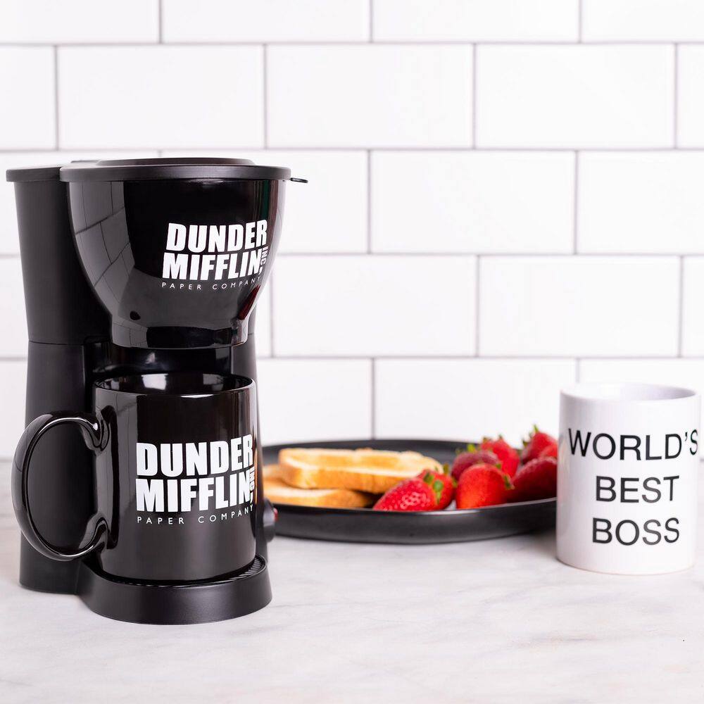 Uncanny Brands 'The Office' Black Single Cup Coffee Maker Gift Set with 2 Coffee Mugs CM2-OFF-OF1