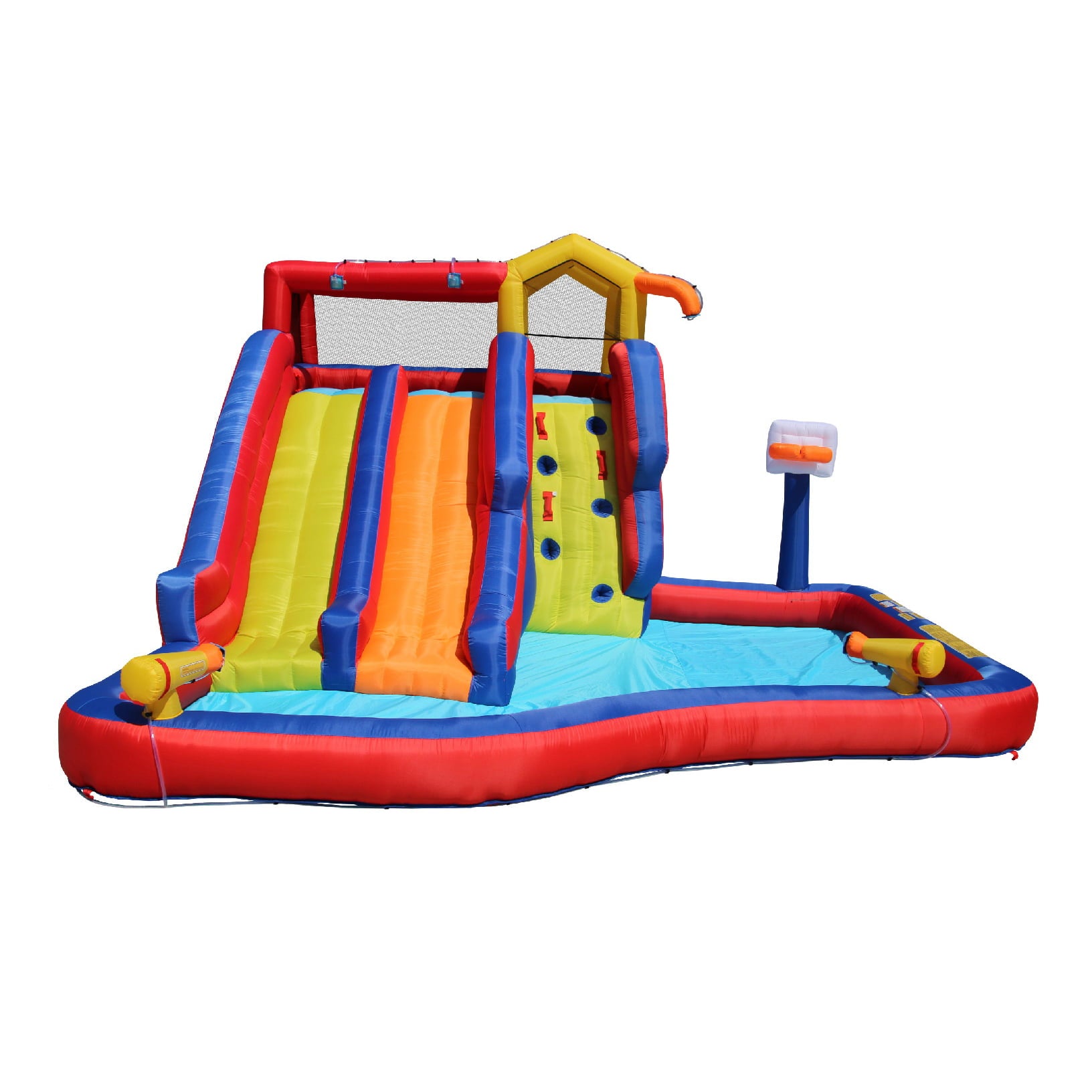 Banzai Twin Falls Kids Giant Colorful Outside Inflatable Water Park Bounce House