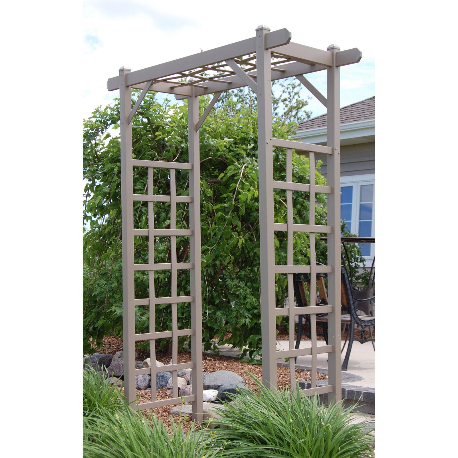 DuraTrel Elmwood 57" x 85" Mocha Vinyl Arbor