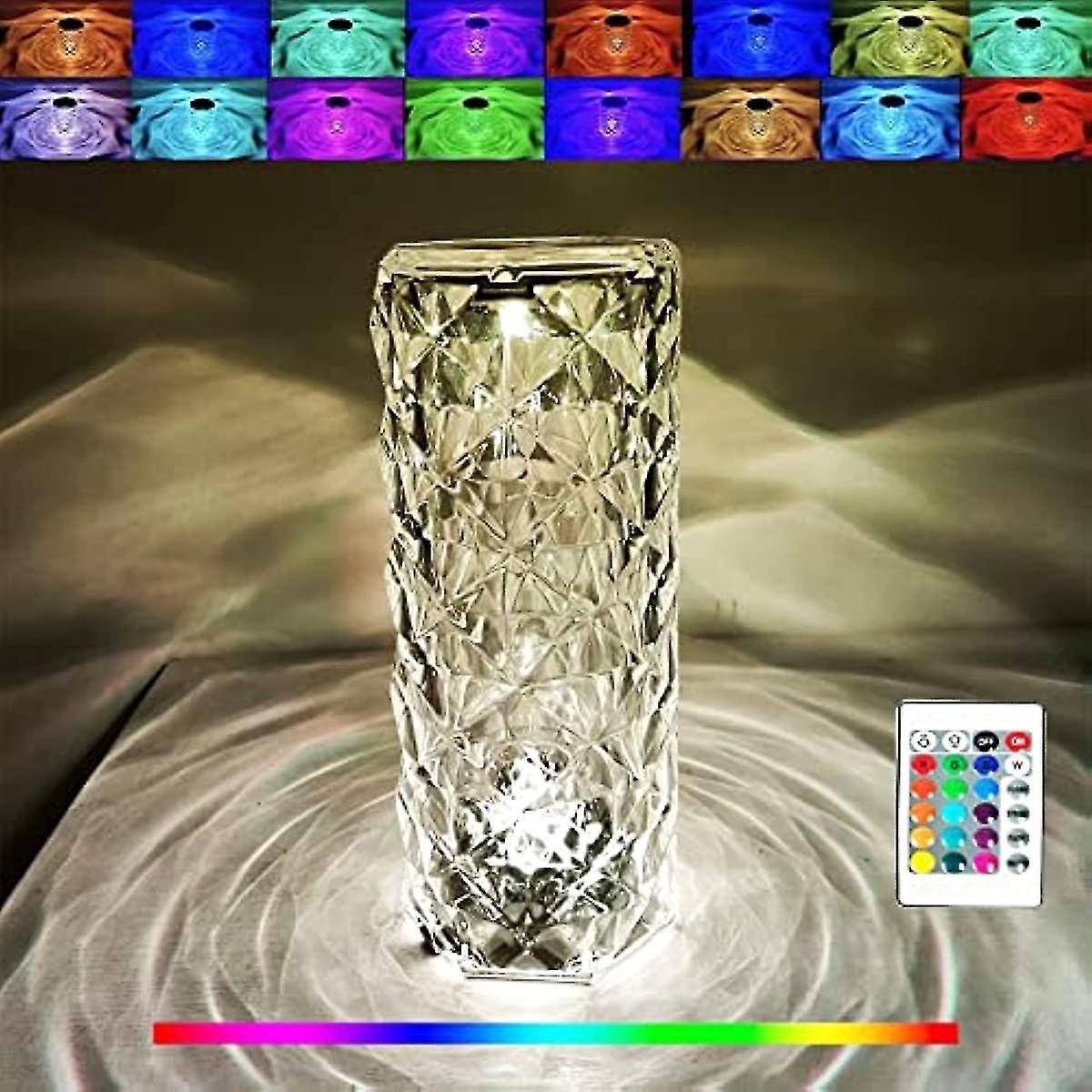 16 Color Crystal Lamp Led Night Light  Crystal Rose Diamond Table Lamp Touch Control  Usb Rechargeable Bedside Lamps Romantic Lighting For For Kids Be