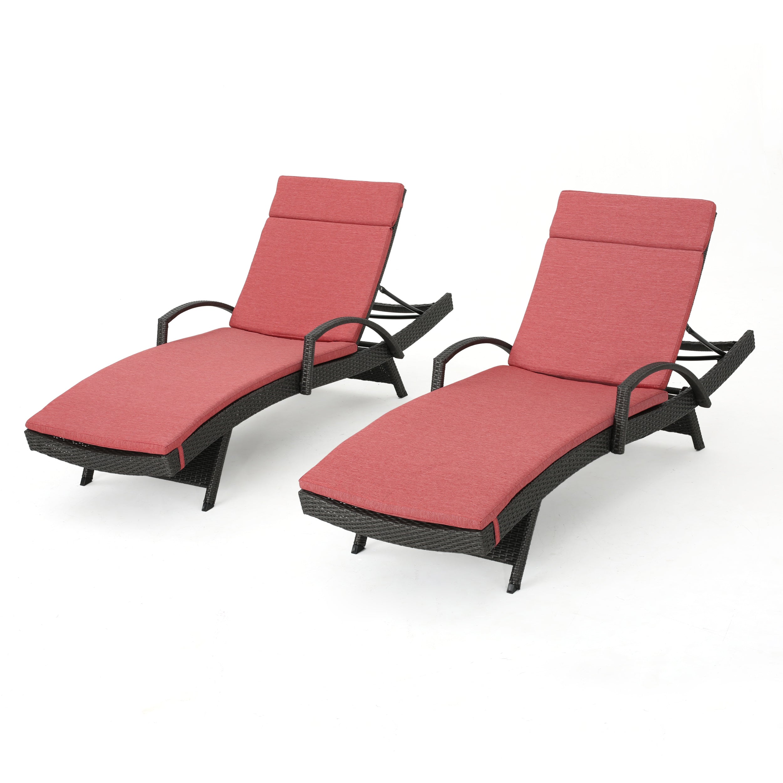 Soleil Outdoor Wicker Chaise Lounges w/ Water Resistant Cushions (Set of 2)