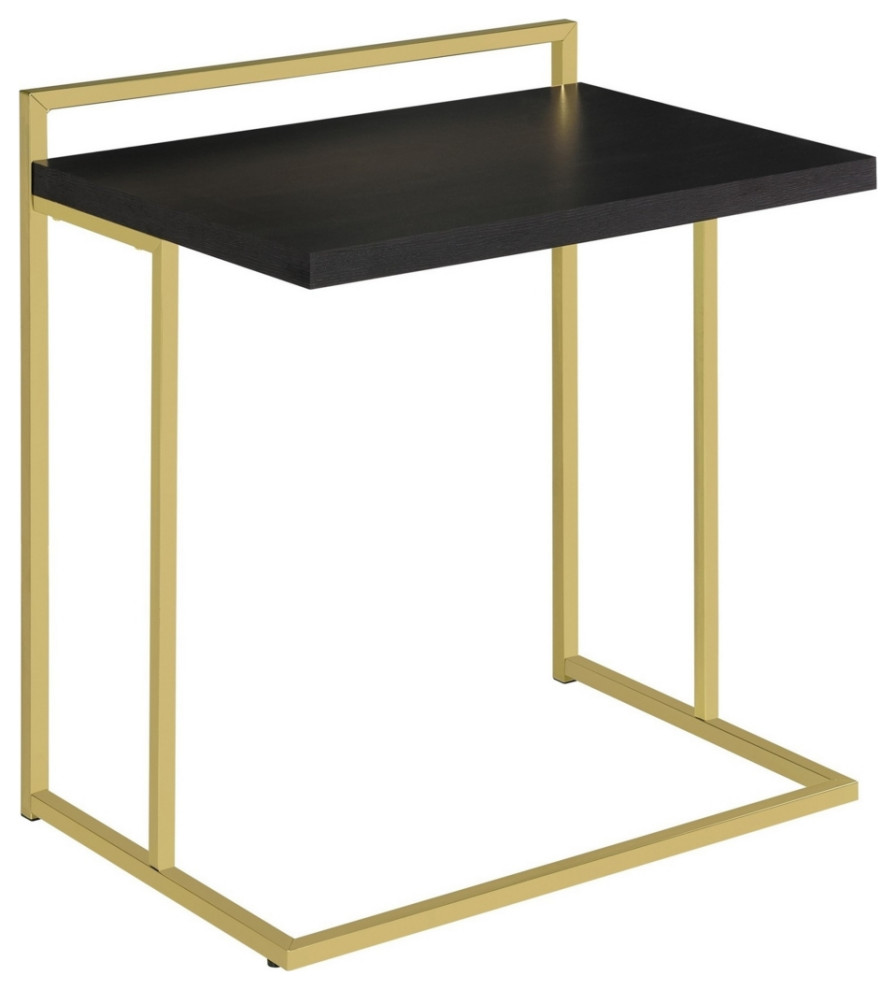 Dey 27 Inch C Shape Side End Table Cappuccino Brown Top Matte Brass Base   Contemporary   Side Tables And End Tables   by Dot  ampBo  Houzz